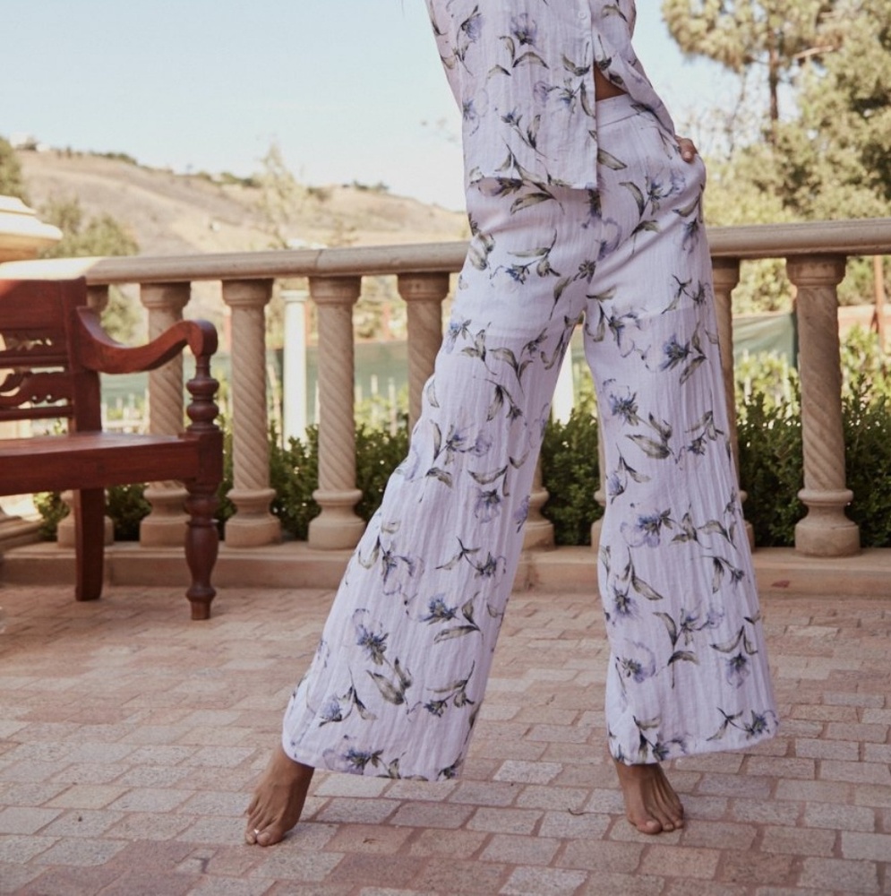 🌟Floral print wide leg pants